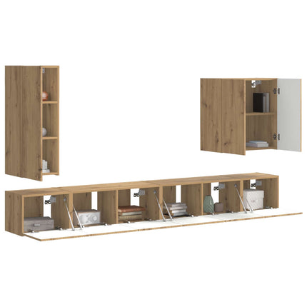 TV väggskåp set Väggmonterad 6 pcs Artisan Ek