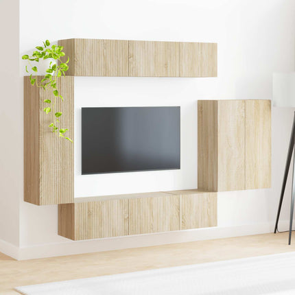 TV väggskåp set 6 st 98 x 31 x 29,5 cm Sonoma-ek