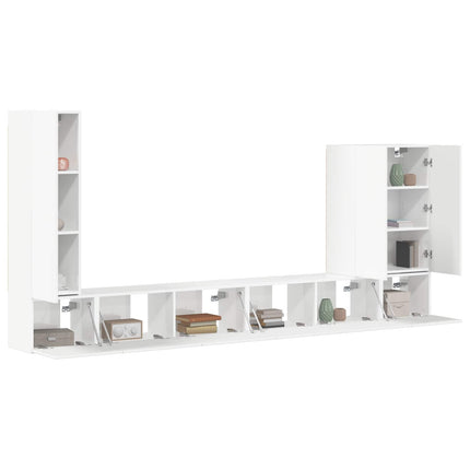 TV väggskåp set Väggmonterad 6 pcs Högblanka vita