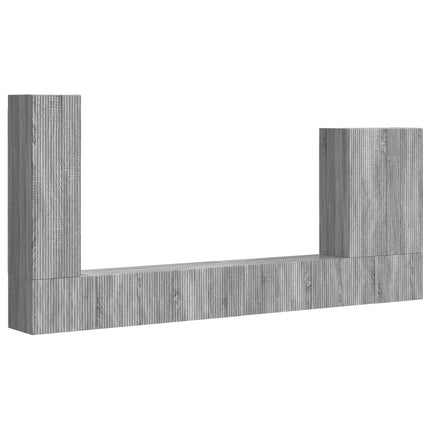 TV väggskåp set Väggmonterad 6 pcs Grå Sonoma