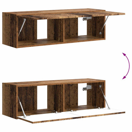TV väggskåp set Väggmonterad 6 pcs Gammalt trä