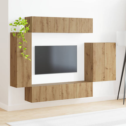TV väggskåp set 6 st 98 x 31 x 29,5 cm Artisan Ek