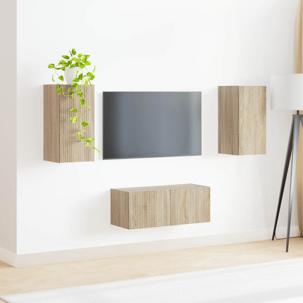 TV-bänkset Väggmonterad 2 pcs Sonoma-ek Konstruerat trä