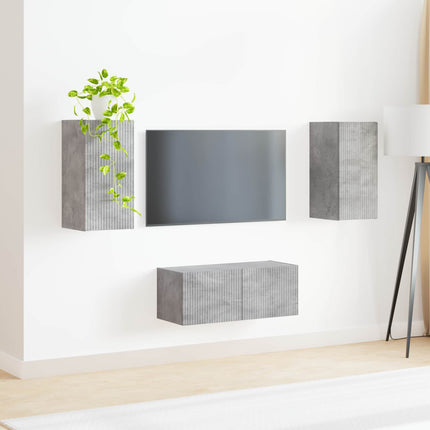 TV-bänkset Väggmonterad 2 pcs Betonggrå Konstruerat trä
