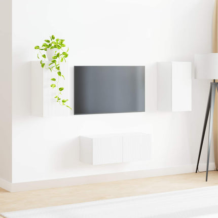 TV-bänkset Väggmonterad 2 pcs Högblanka vita Konstruerat trä
