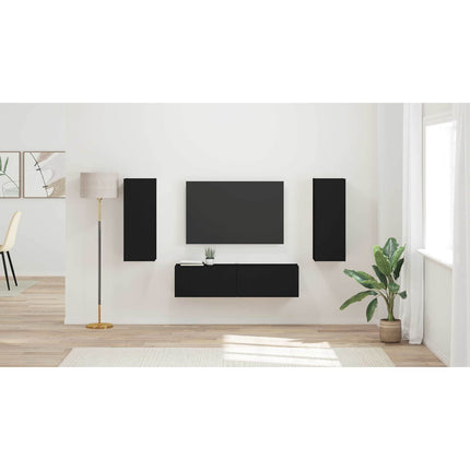 TV-bänkset 2 st Svart Konstruerat trä