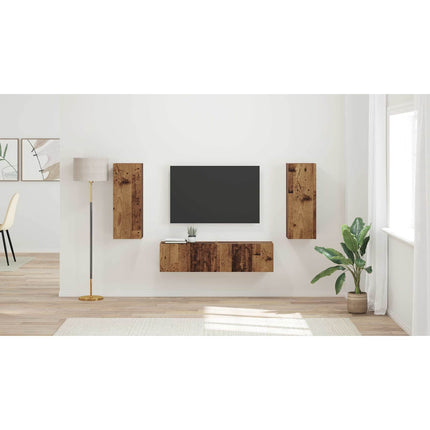TV-bänkset 2 st Gammalt trä Konstruerat trä