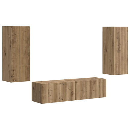 TV-bänkset Väggmonterad 2 pcs Artisan Ek Konstruerat trä