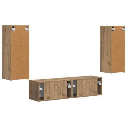 TV-bänkset Väggmonterad 2 pcs Artisan Ek Konstruerat trä
