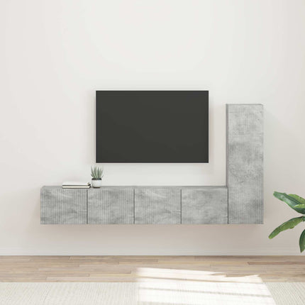 TV-bänkset Väggmonterad 3 pcs Betonggrå Konstruerat trä