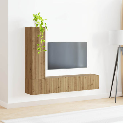 TV-bänkset Väggmonterad 3 pcs Artisan Ek Konstruerat trä