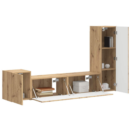 TV-bänkset Väggmonterad 4 pcs Artisan Ek Konstruerat trä