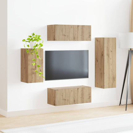 TV-bänkset Väggmonterad 4 pcs Artisan Ek Konstruerat trä