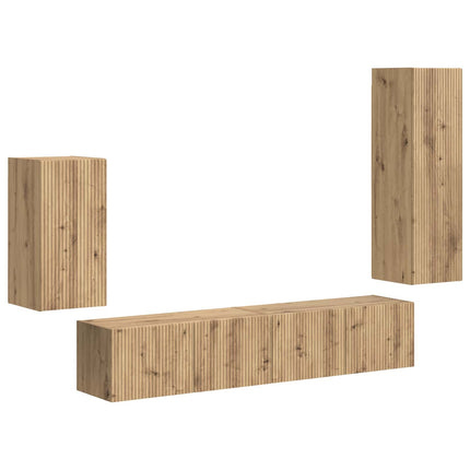 TV-bänkset Väggmonterad 4 pcs Artisan Ek Konstruerat trä