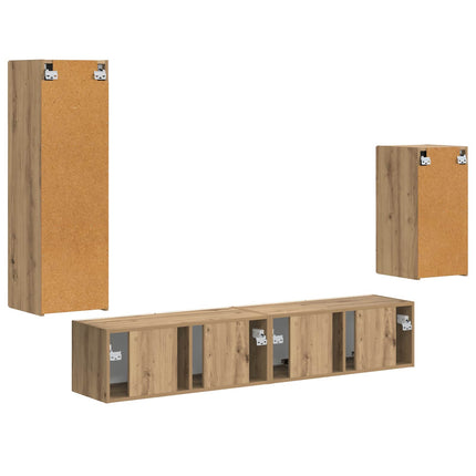 TV-bänkset Väggmonterad 4 pcs Artisan Ek Konstruerat trä