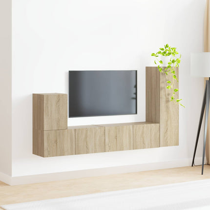 TV-bänkset Väggmonterad 3 pcs Sonoma-ek Konstruerat trä