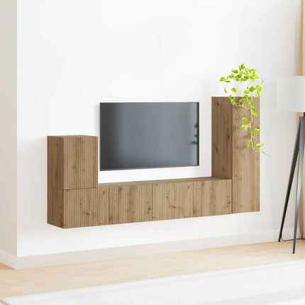 TV-bänkset Väggmonterad 3 pcs Artisan Ek Konstruerat trä