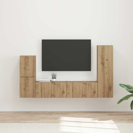 TV-bänkset Väggmonterad 4 pcs Artisan Ek Konstruerat trä
