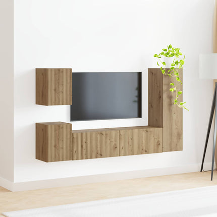 TV-bänkset Väggmonterad 4 pcs Artisan Ek Konstruerat trä