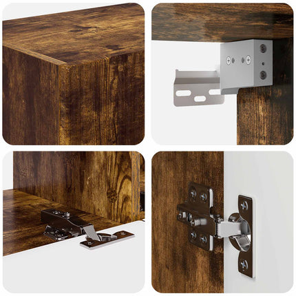 TV-bänkset Väggmonterad 4 pcs Rökt ek Konstruerat trä