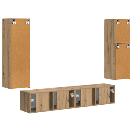 TV-bänkset Väggmonterad 4 pcs Artisan Ek Konstruerat trä
