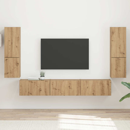 TV-bänkset Väggmonterad 4 pcs Artisan Ek Konstruerat trä