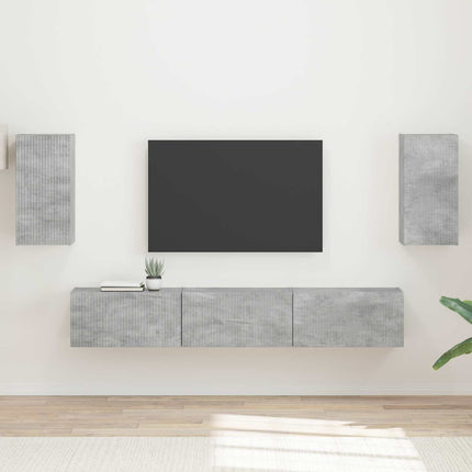 TV-bänkset Väggmonterad 5 pcs Betonggrå Konstruerat trä