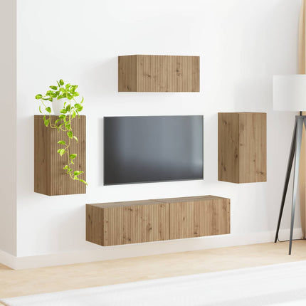 TV-bänkset Väggmonterad 5 pcs Artisan Ek Konstruerat trä