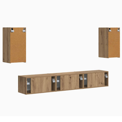 TV-bänkset Väggmonterad 5 pcs Artisan Ek Konstruerat trä