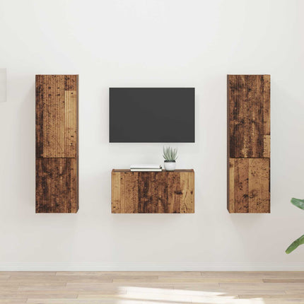 TV-bänkset 5 pcs Gammalt trä Konstruerat trä