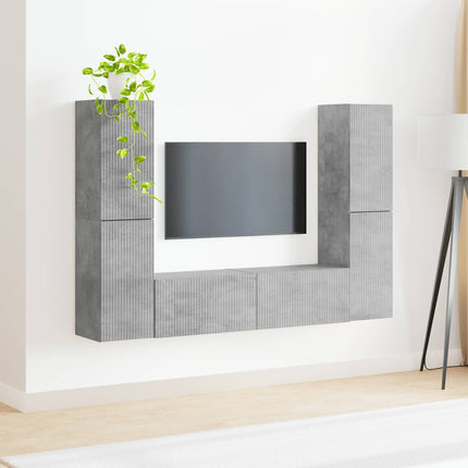 TV-bänkset 6 pcs Betonggrå Konstruerat trä