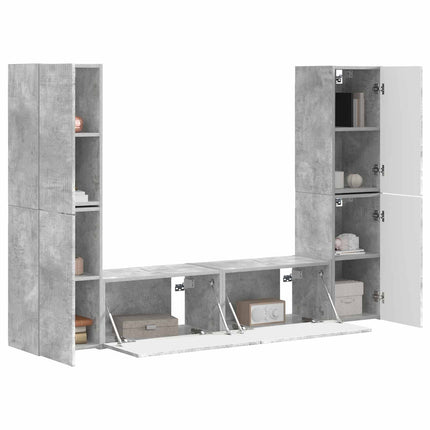 TV-bänkset 6 pcs Betonggrå Konstruerat trä