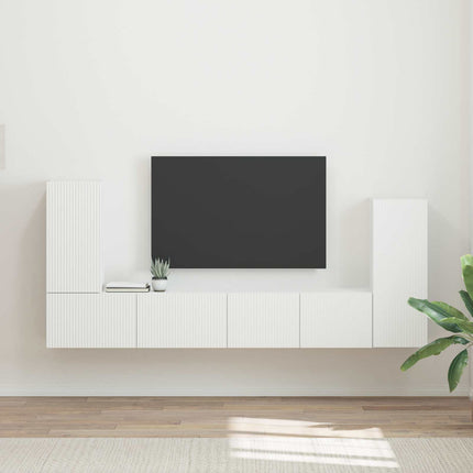 TV-bänkset 4 pcs Vit Konstruerat trä