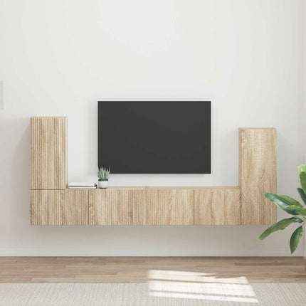 TV-bänkset 4 pcs Sonoma-ek Konstruerat trä