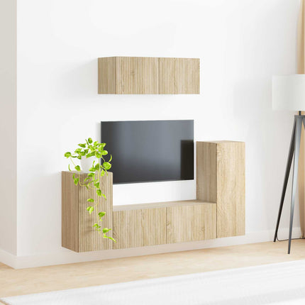 TV-bänkset 4 pcs Sonoma-ek Konstruerat trä