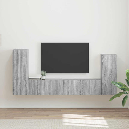 TV-bänkset 4 pcs Grå Sonoma Konstruerat trä