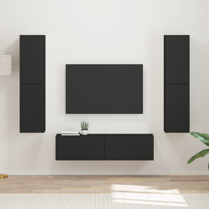 TV-bänkset 6 pcs Svart Konstruerat trä