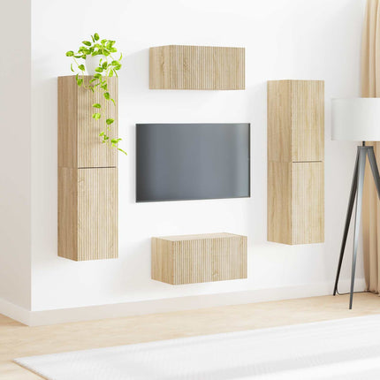 TV-bänkset 6 pcs Sonoma-ek Konstruerat trä