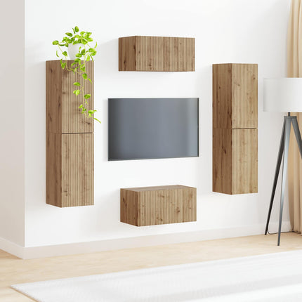 TV-bänkset 6 pcs Artisan Ek Konstruerat trä