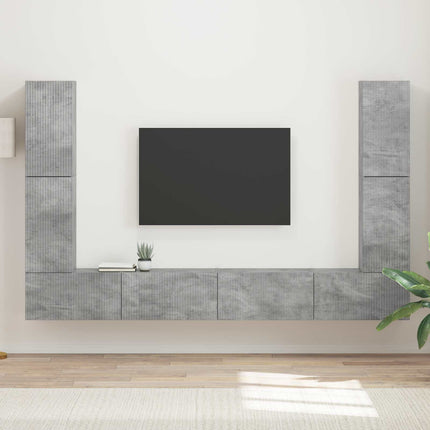 TV-bänkset 8 pcs Betonggrå Konstruerat trä