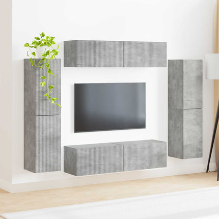 TV-bänkset 8 pcs Betonggrå Konstruerat trä