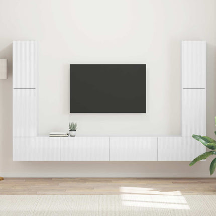 TV-bänkset 8 pcs Högblanka vita Konstruerat trä