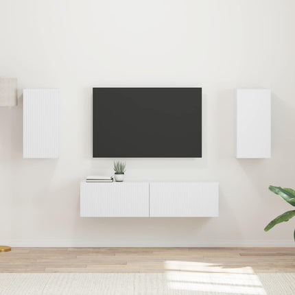 TV-bänkset 4 pcs Vit Konstruerat trä