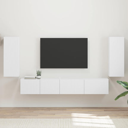 TV-bänkset 4 pcs Vit Konstruerat trä