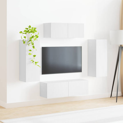TV-bänkset 4 pcs Vit Konstruerat trä