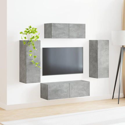 TV-bänkset 4 pcs Betonggrå Konstruerat trä