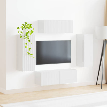 TV-bänkset 4 pcs Högblanka vita Konstruerat trä