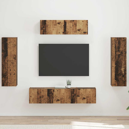 TV-skåp 5 pcs Gammalt trä