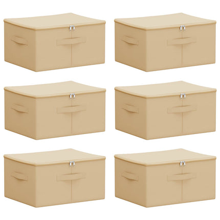 Förvaringslåda 6 pcs Gräddvit 50 x 30 x 25 cm Non-woven tyg