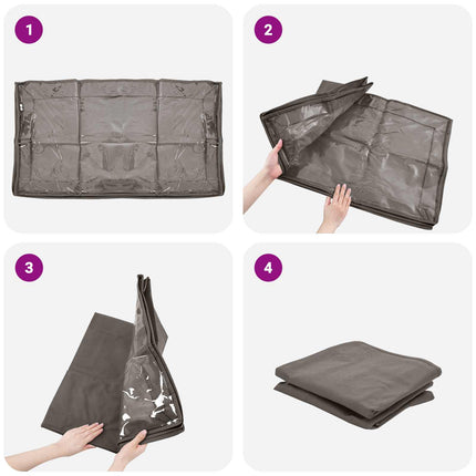 Förvaringslåda med transparent toppfönster 6 pcs Grå